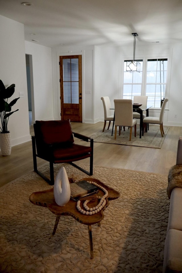 living room with light wood-type flooring