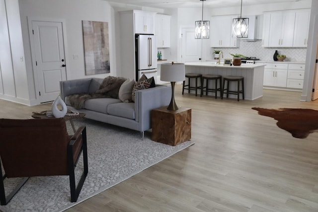 living room featuring light hardwood / wood-style flooring