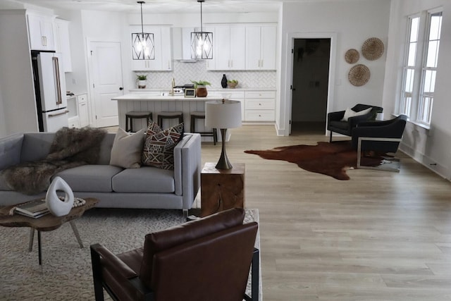 living room featuring light hardwood / wood-style flooring