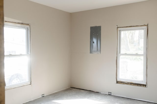 unfurnished room with electric panel