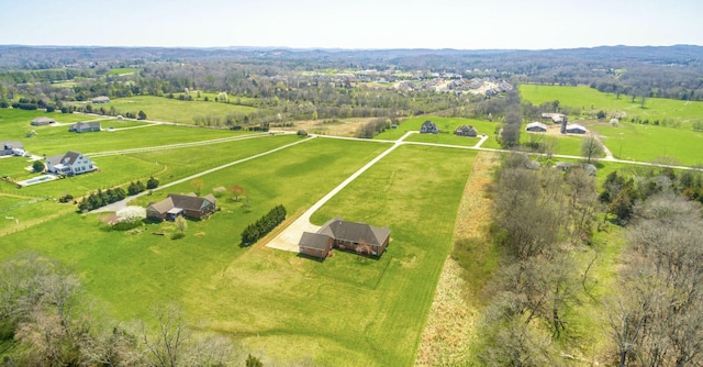 aerial view featuring a rural view