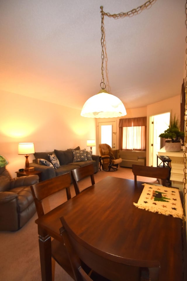 view of carpeted dining area