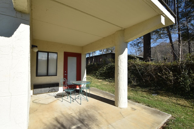 view of patio with heating unit