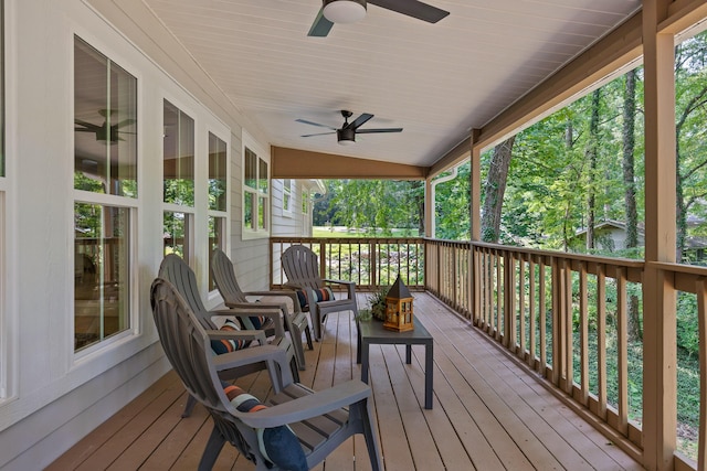 deck with ceiling fan