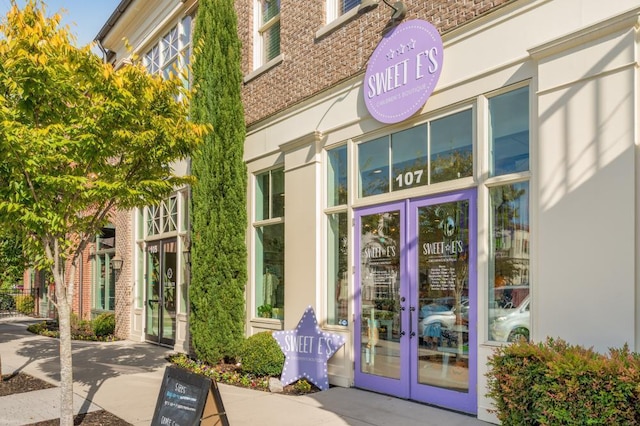 entrance to property featuring french doors