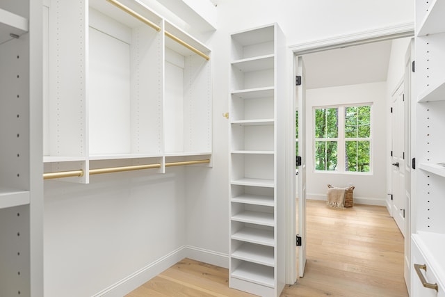 spacious closet with light wood-style floors