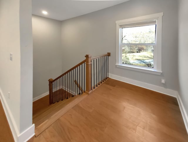 9693 W Ridge Trail Rd, Soddy Daisy, TN 37379 - staircase with wood finished floors, baseboards, and recessed lighting