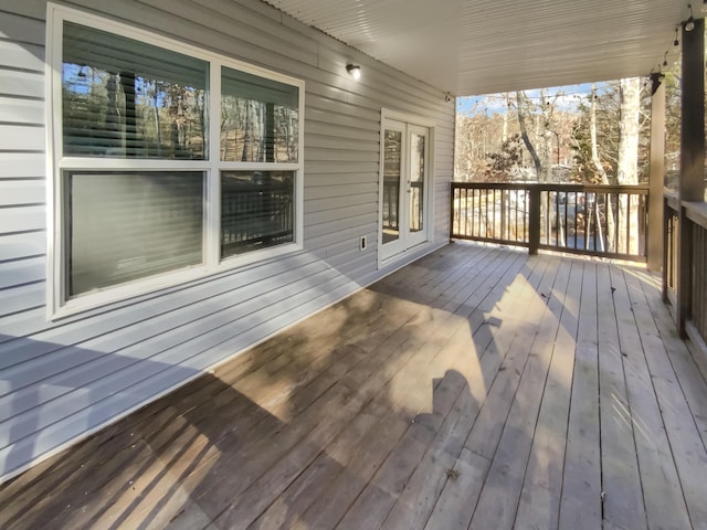 wooden deck with french doors