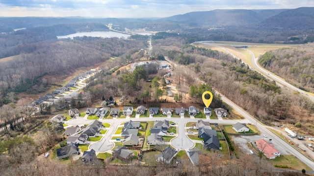 bird's eye view with a mountain view