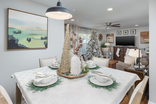 dining area featuring ceiling fan