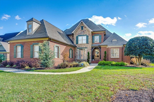 view of front of property featuring a front lawn