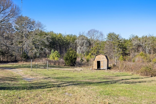 view of yard with a shed