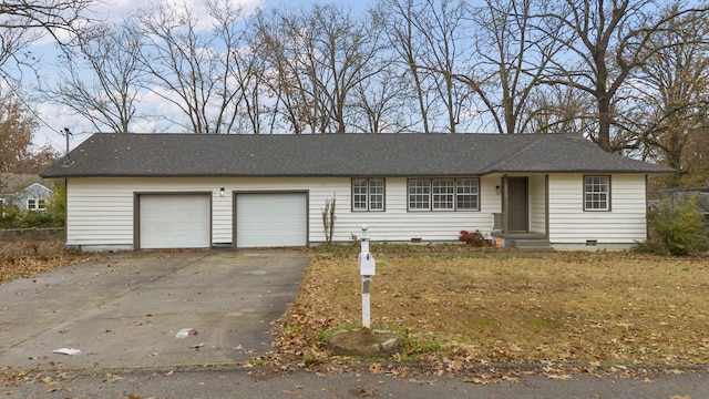 single story home with a garage