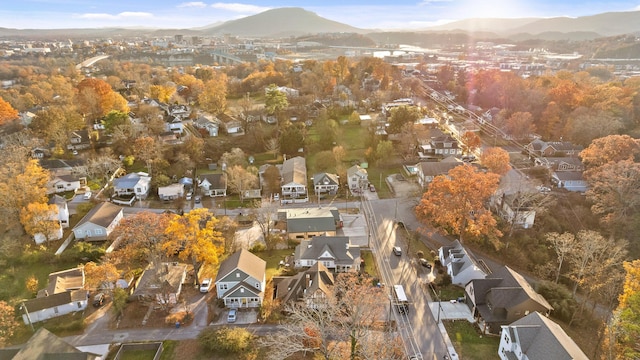 drone / aerial view with a mountain view