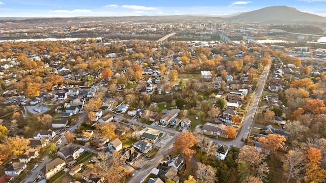 birds eye view of property featuring a mountain view