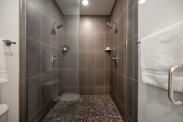 bathroom with toilet and walk in shower