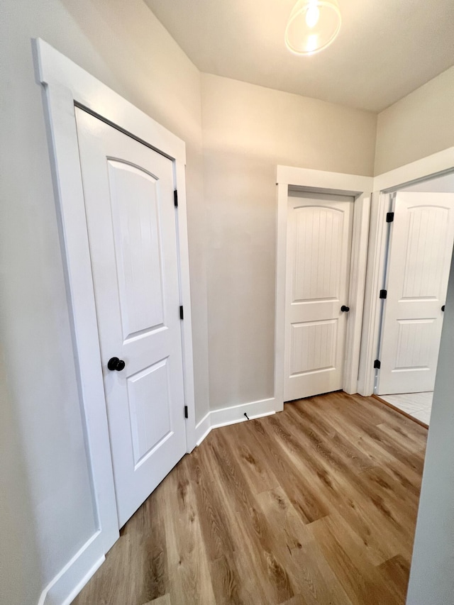 hall featuring light wood-type flooring