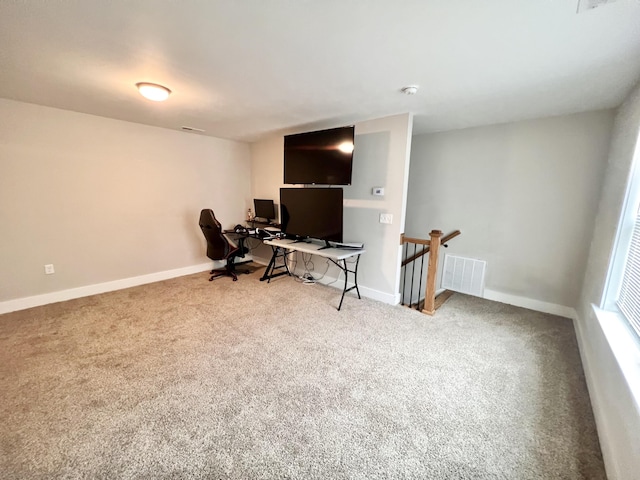 view of carpeted home office