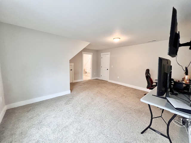 view of carpeted home office