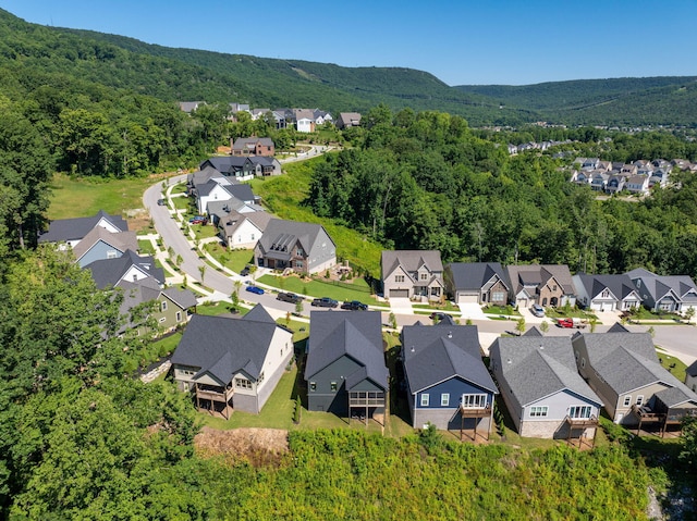 birds eye view of property featuring a mountain view