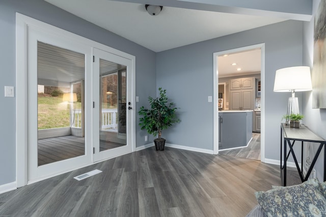 interior space featuring dark wood-type flooring