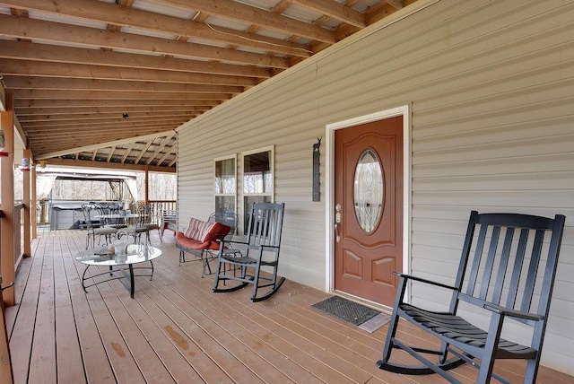 deck with covered porch