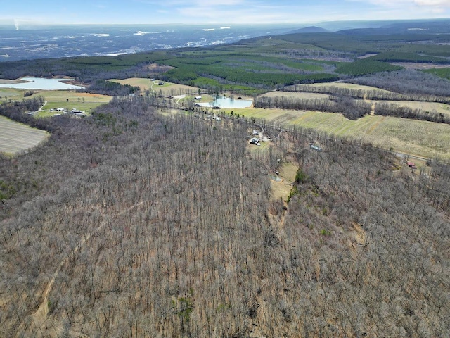 aerial view with a rural view and a water and mountain view