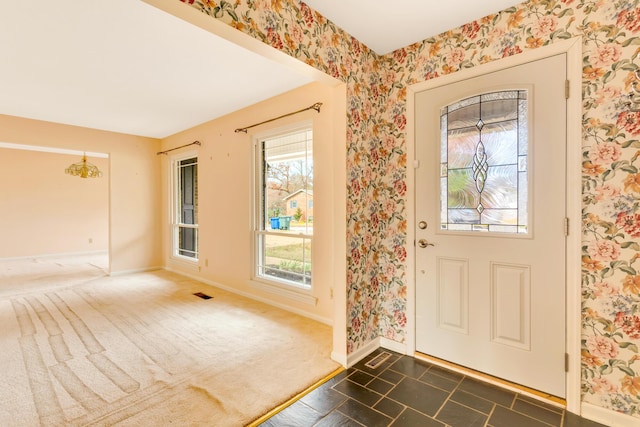 view of carpeted entryway