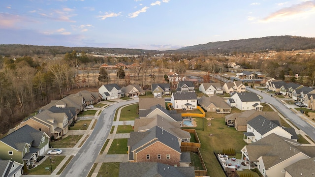 view of aerial view at dusk