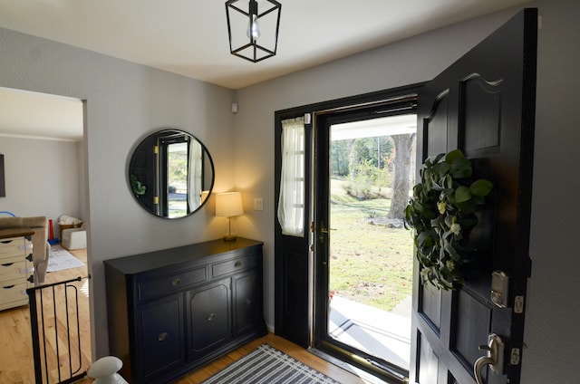 foyer featuring light wood-type flooring