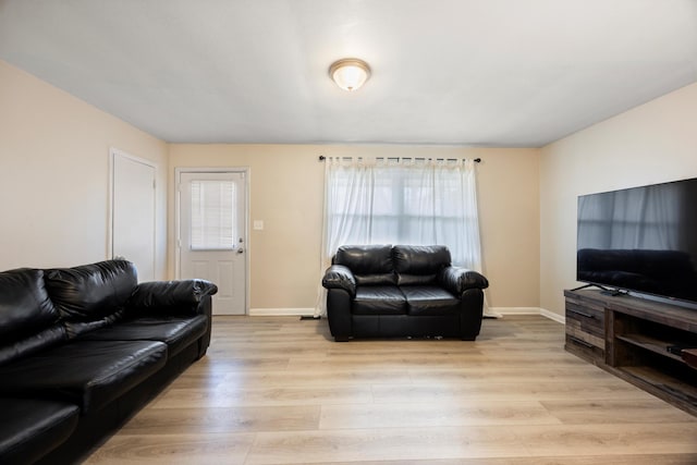 living room featuring light hardwood / wood-style floors