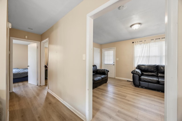 hall featuring light wood-type flooring