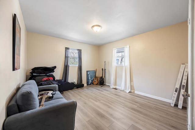 living area with light wood-type flooring