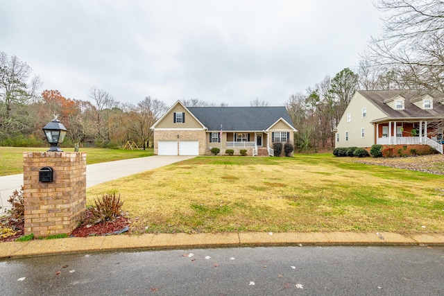 new england style home with covered porch and a front yard