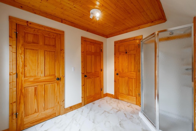 bedroom with wood ceiling