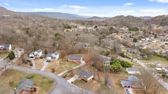 aerial view with a mountain view