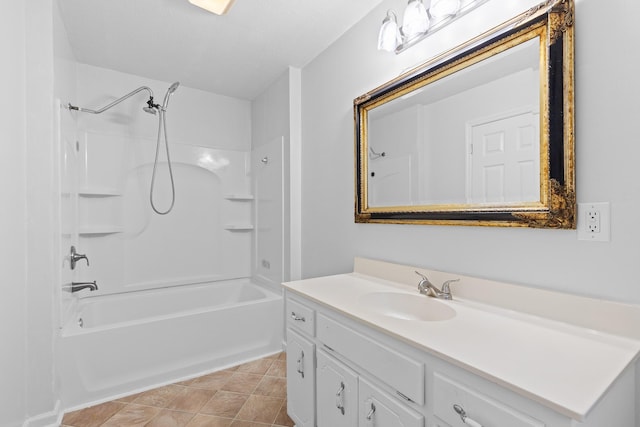 bathroom featuring bathing tub / shower combination and vanity