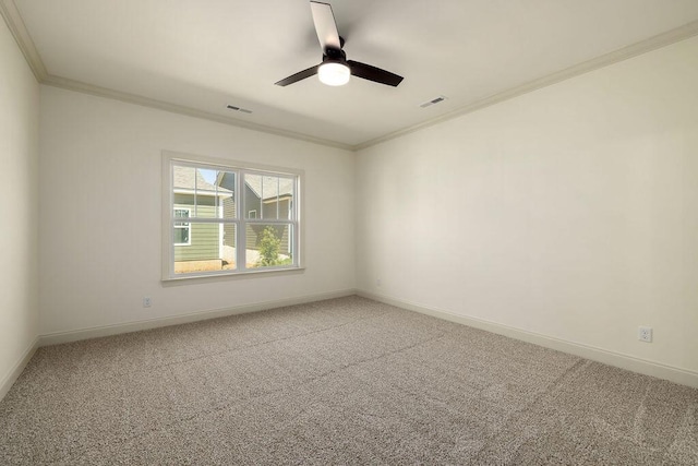 1707 Whisper Winds Ln Unit 33, Ooltewah, TN 37363 - spare room featuring ornamental molding, carpet, and ceiling fan