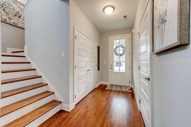 entrance foyer with hardwood / wood-style flooring