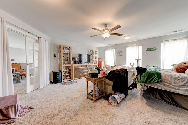 1494 Buttonwood, Chattanooga, TN 37421 - living room with a ceiling fan, french doors, and carpet flooring