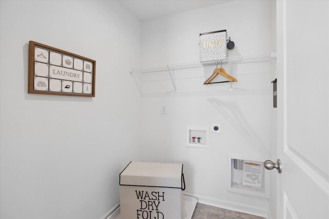 laundry room featuring electric dryer hookup and washer hookup