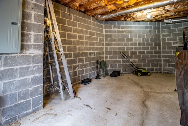 basement with electric panel