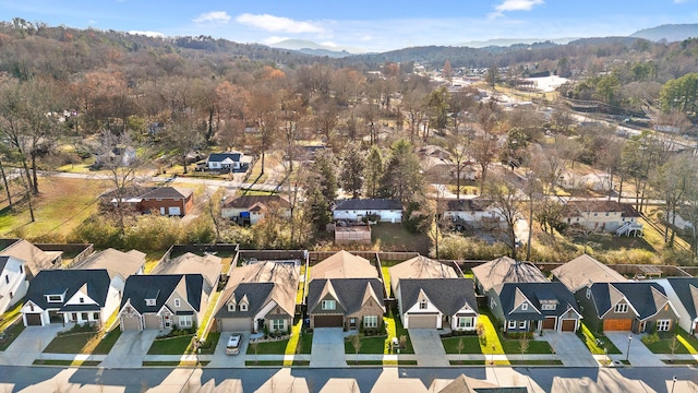 drone / aerial view with a mountain view