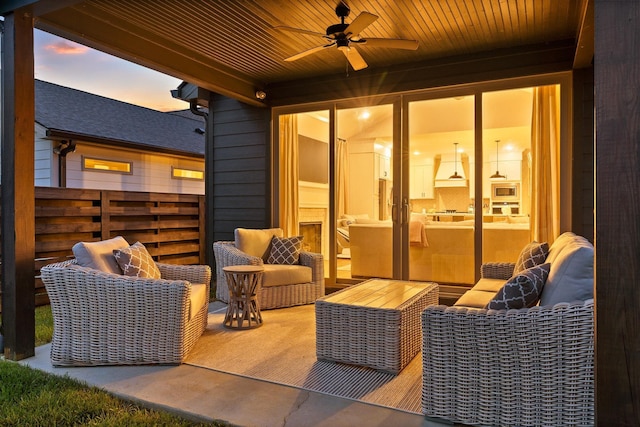 5539 Acadia Dr, Chattanooga, TN 37415 - view of patio featuring ceiling fan and fence