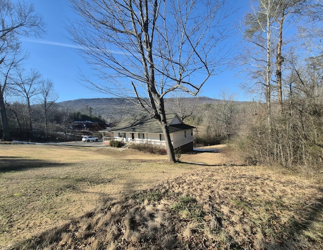 view of yard featuring a mountain view