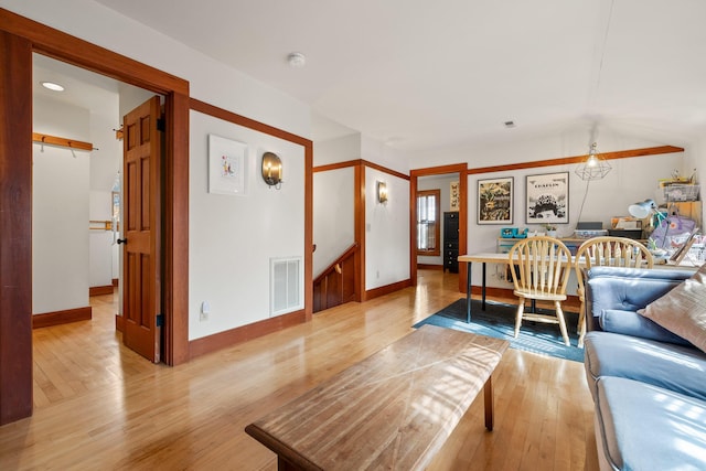 living room with light wood-type flooring