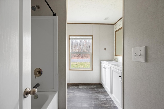 washroom with sink and dark wood-type flooring