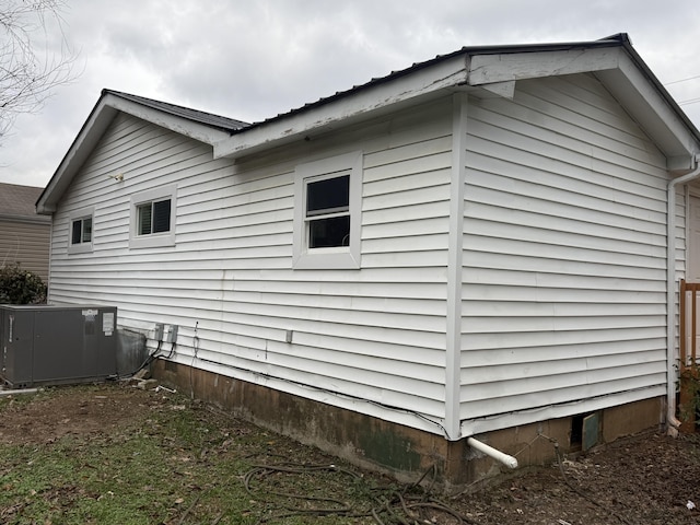 view of home's exterior with central air condition unit