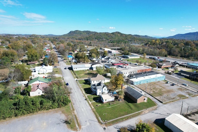 drone / aerial view with a mountain view