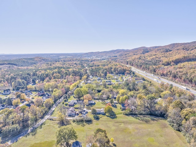 bird's eye view with a mountain view